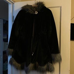 Faux Fur Dress Coat with Hood